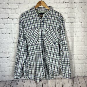Alaskan Hardgear Standard Fit Green Blue Button Down Shirt Mens L Large Plaid